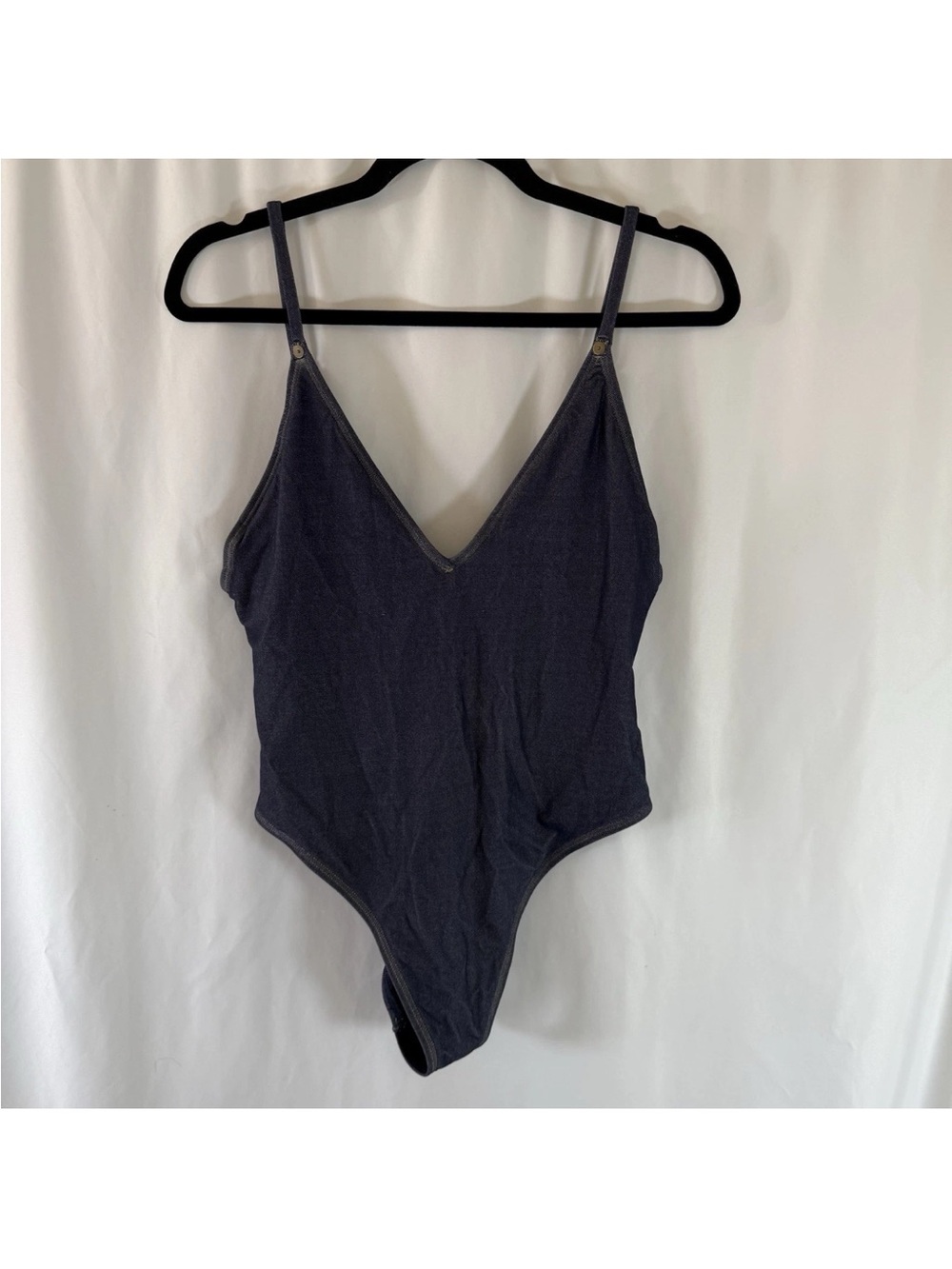 Aerie A Match Made In Denim One-Piece Swimsuit Navy Cheeky - Picture 3 of 6